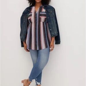 Torrid Emma - Multi Stripe Chiffon Babydoll Tunic. Size 5 (28)